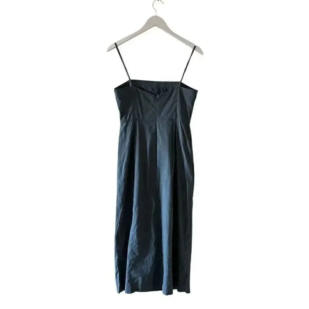 Theory Slip Square Neckline Viscose Blend Long Dress Maxi Stripes Sz 6 #1849 - Image 5