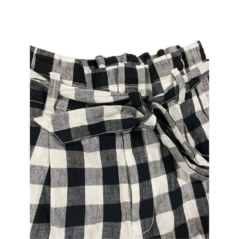 Madewell Linen-Cotton Paperbag Shorts in Gingham Check NEW size 4 - Image 10