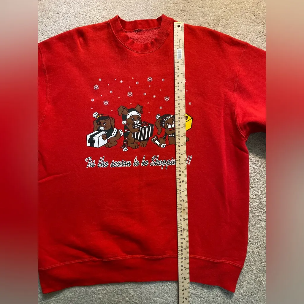 Vintage Christmas Sweatshirt Women’s XL Red Crewneck USA 90s 80s - Image 3