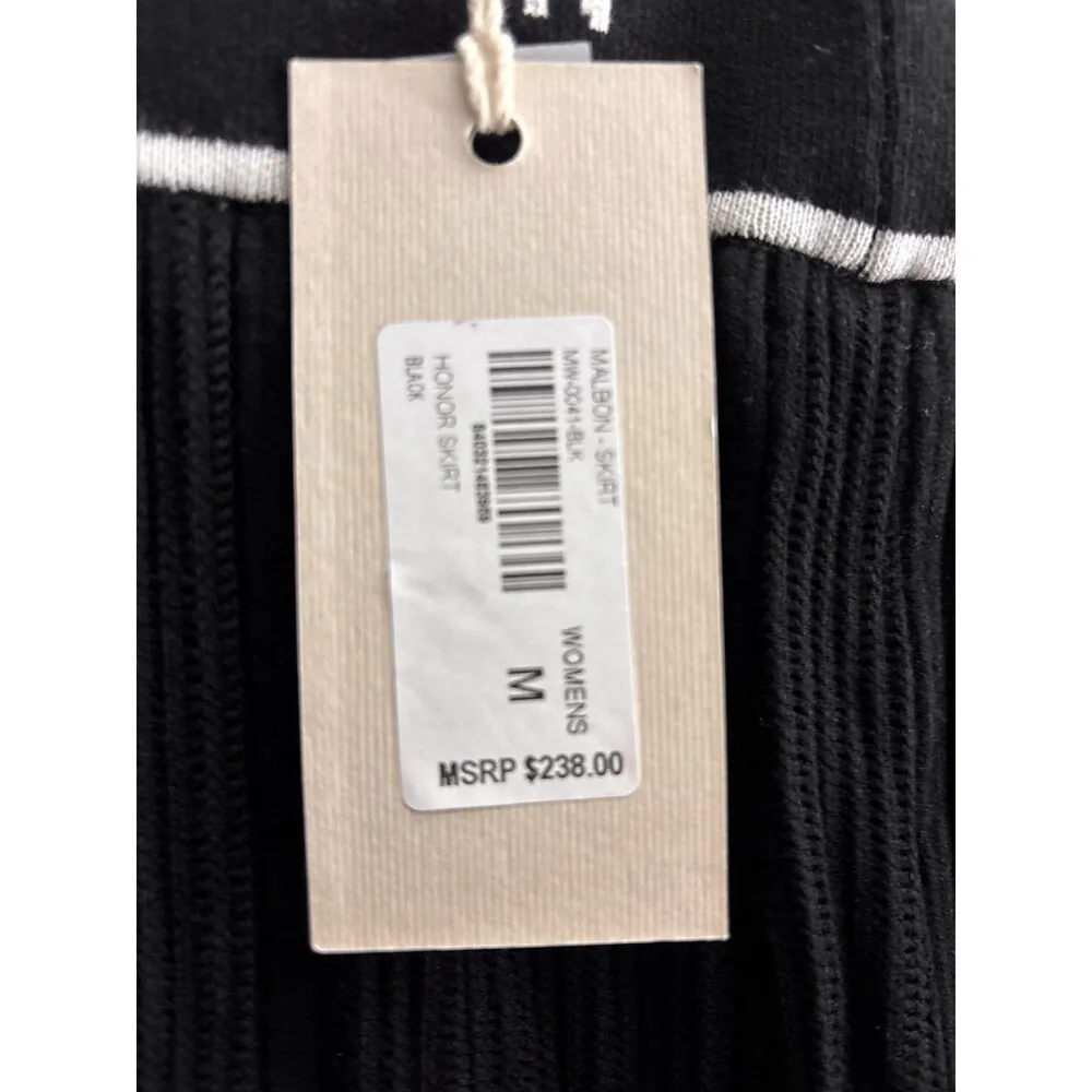 Malbon Golf Women’s Honor Skirt Black Knit Fringe Hem Logo Waistband Sz Medium - Image 5