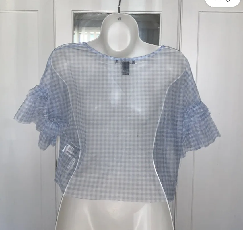 NWT Sheer Mesh Gingham Top - Image 6