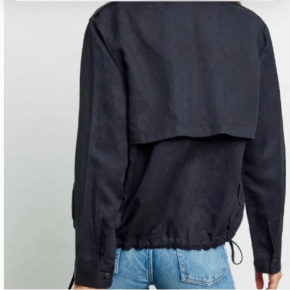 Collins Jet Cobra Short Linen Blend Jacket In Jet XS Black Grey Pockets - Image 5