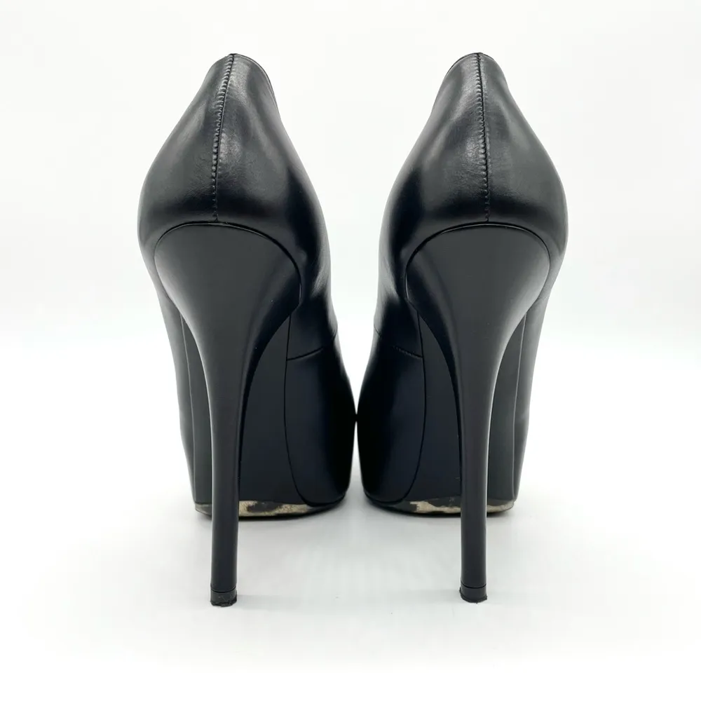 Dolce & Gabbana Women’s Black Calf Leather Leopard Print High Heel Black… - Image 5