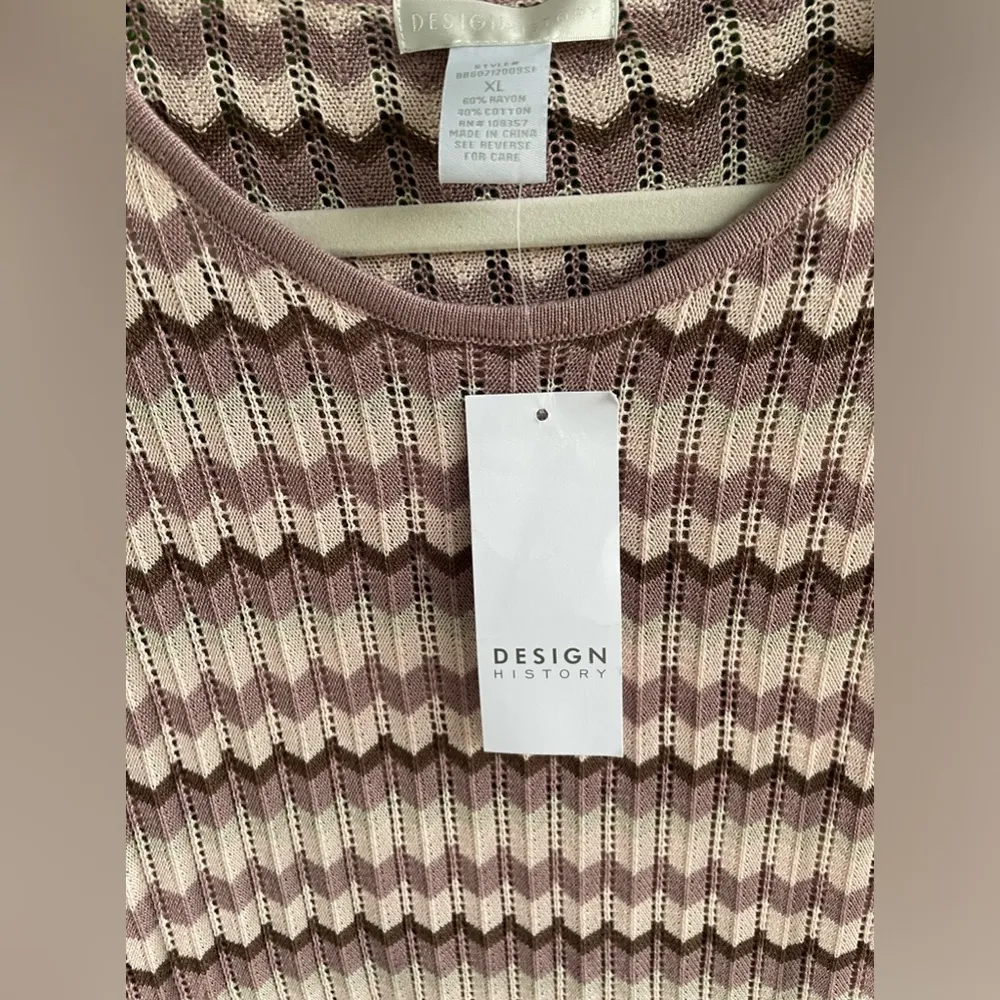 Design History - NWT | Chevron Neutral Sweater T- With Open Knit & Ribbed Trim - Image 9