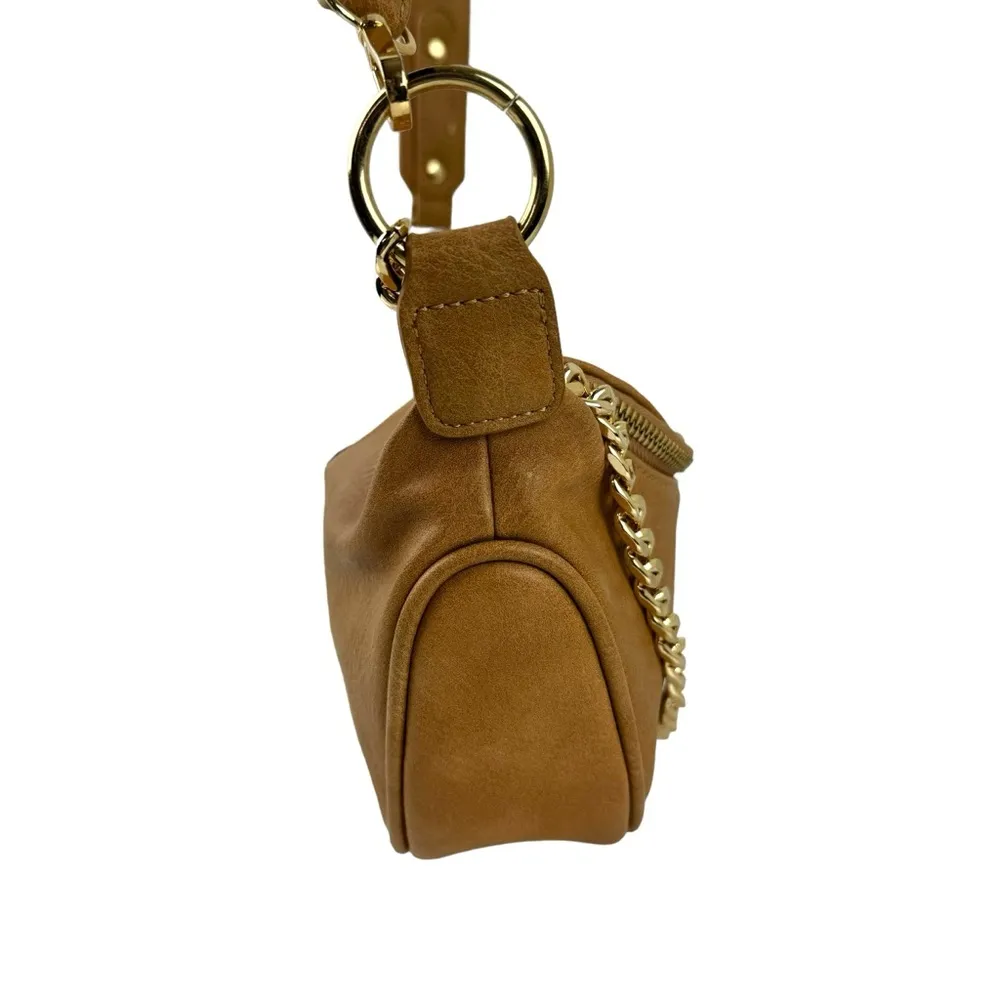 Antik Kraft Gold Chain Accent Convertible Sling Half Moon Crossbody Bag Vegan - Image 11