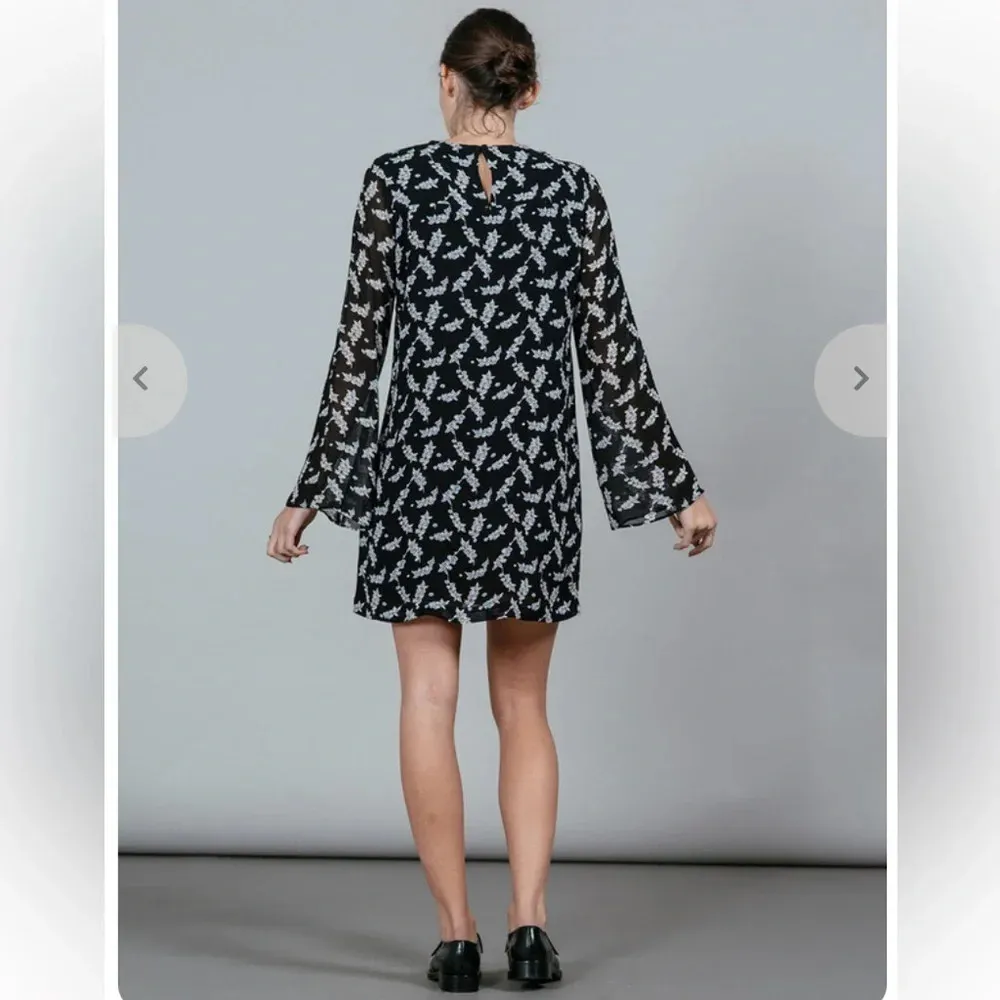 Ganni Seymour Georgette Dress Winter Berries Long Sleeve Shift Size Medium Xmas‎ - Image 4