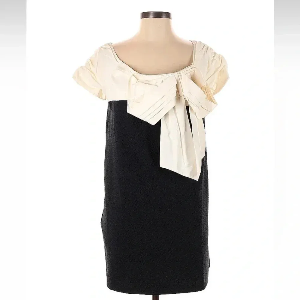 Anthropologie Maeve Black & White Colorblocked Shift Mini Dress Size S Small NWT - Image 4