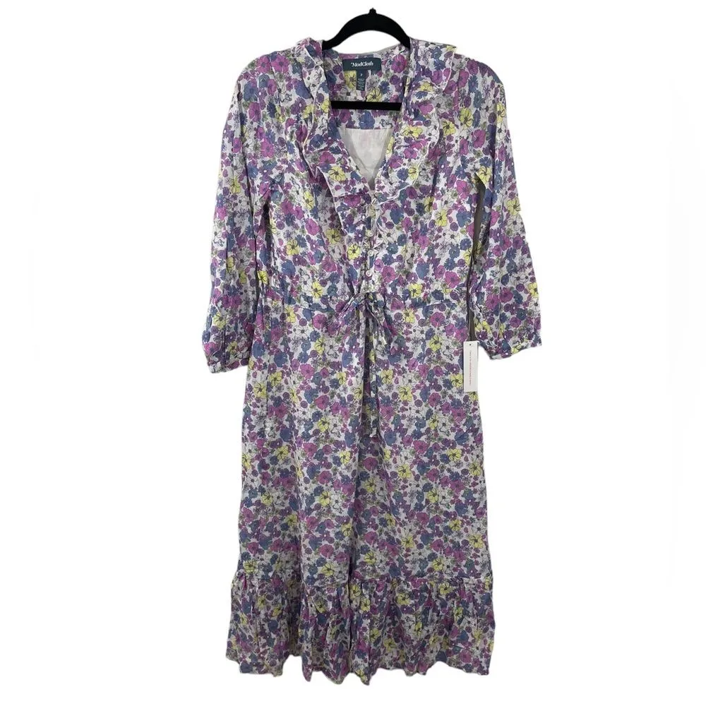 NWT ModCloth Ruffling For Flowers V-Neck Ditzy Floral Print Midi Dress Size 4‎ - Image 3