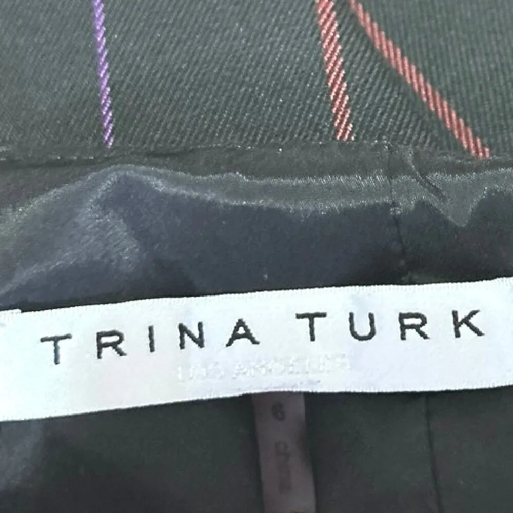Trina Turk Black Multicolor Plaid Checkered Tartan Button Wrap Mini Skirt Size 6 - Image 4