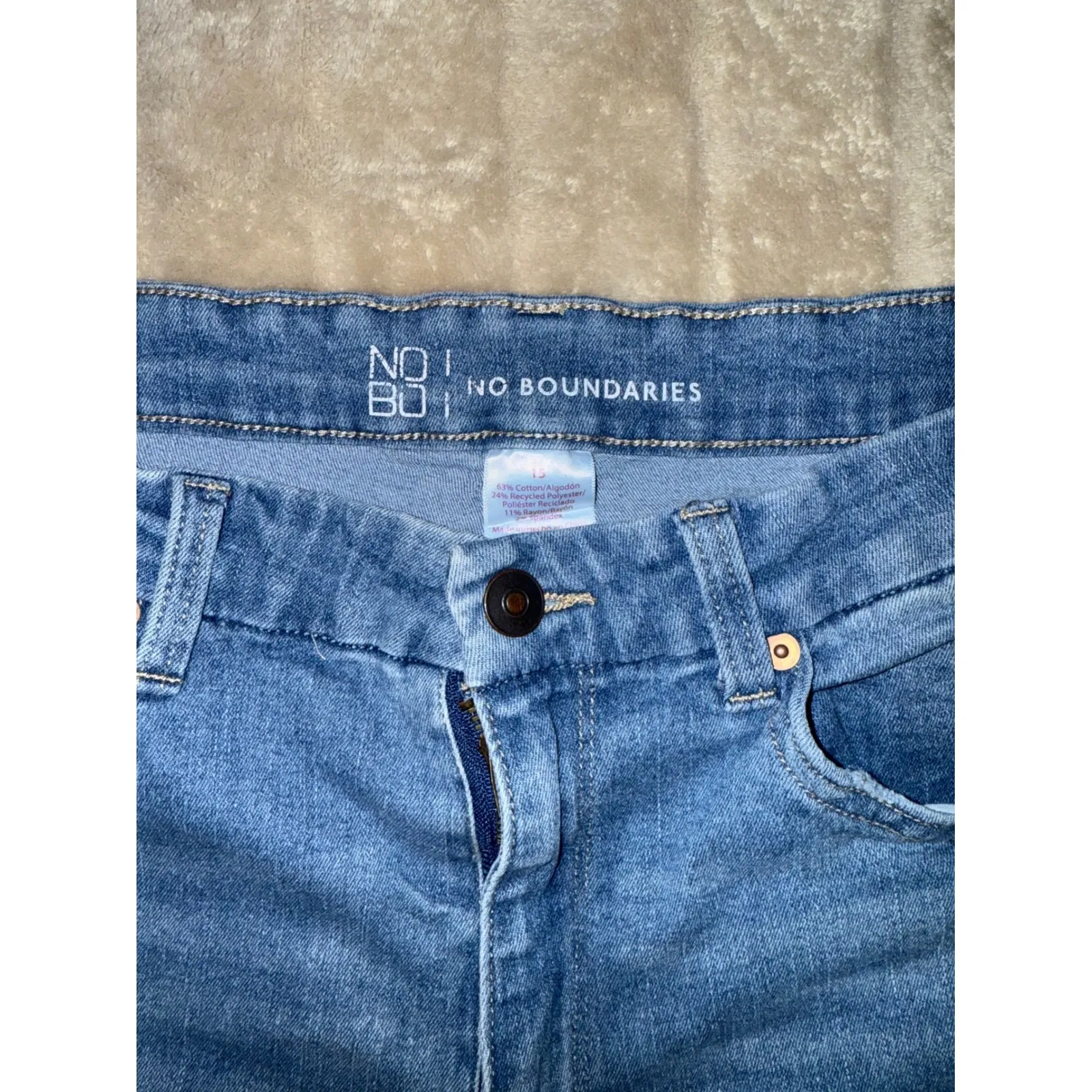 No Boundaries Denim Shorts Cuffed Hem Casual Blue Jean Shorts Size‎ 12 - Image 2