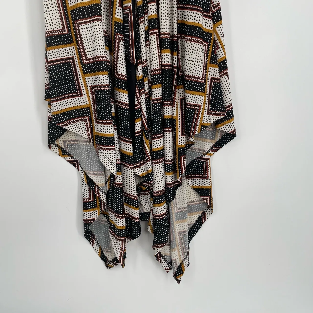 eShakti Women's Black Geometric Pattern Handkerchief Hem High Low Dress Size 0 - Image 11