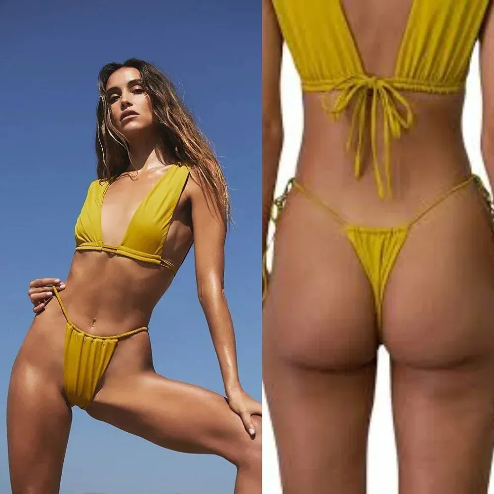 Free People Riot Swim Dodi Bikini Top in Curry Size XL NWT $89 - Image 2