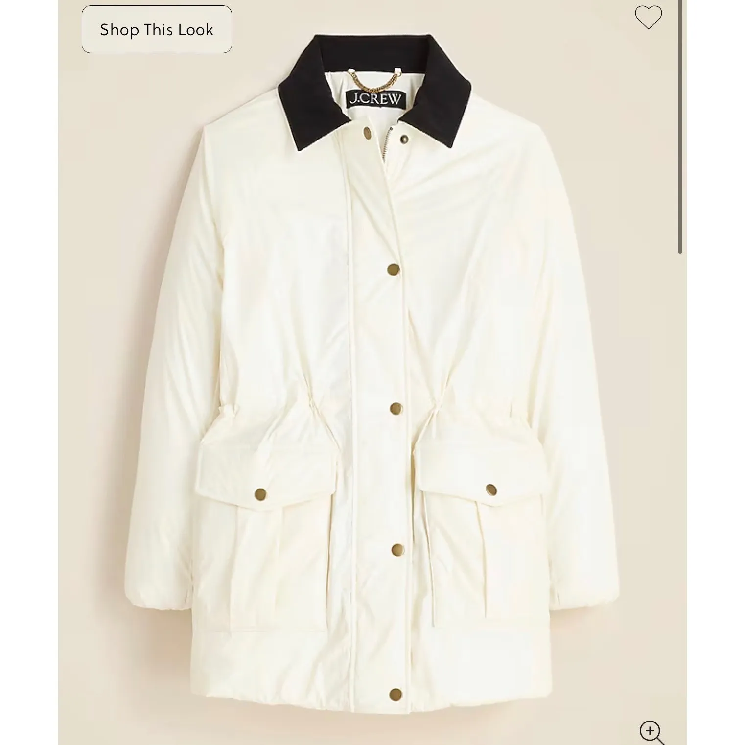 J.CREW Puffer Barn Jacket with PrimaLoft XS Cream Ivory NEW Quilted Winter Black - Image 10