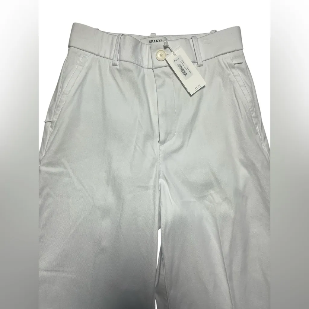 NEW SPANX Stretch Twill Cropped Wide Leg Pant White Size Small - Image 5