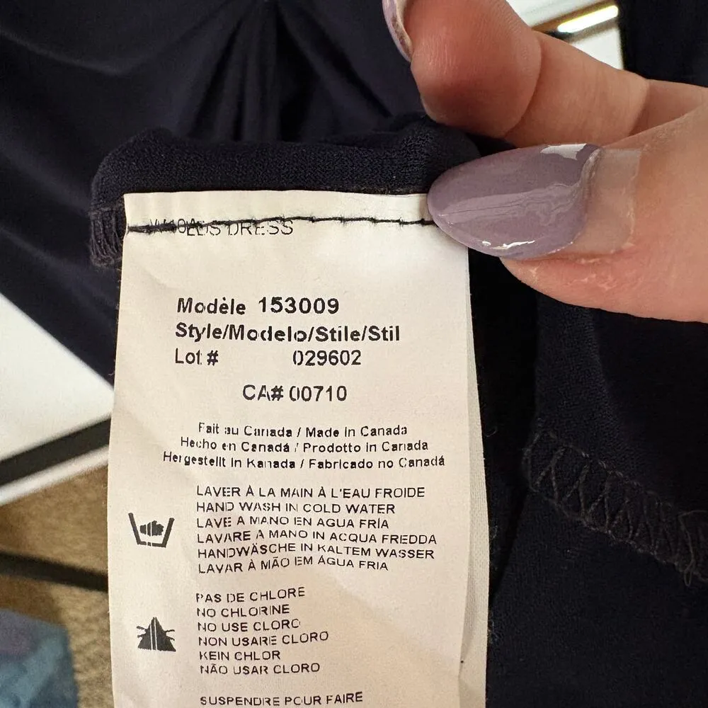 Joseph Ribkoff Navy Formal Cocktail Wrap Dress Quiet Luxury Designer Size 6 - Image 8