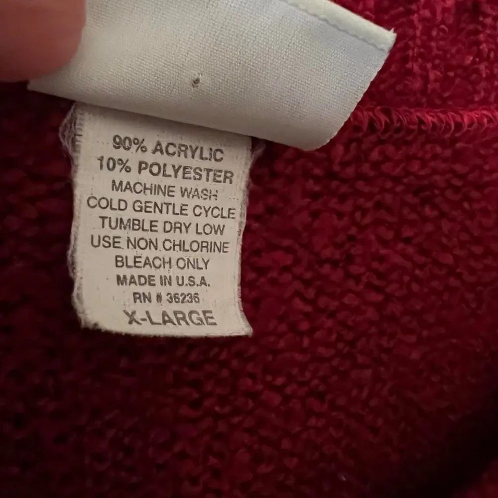 Vintage fair isle button up front sweater cardigan. Size Large Red - Image 4