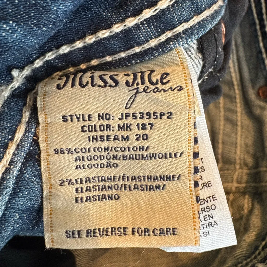 Miss Me "Versailles" cuffed capris w leather decor low rise distressed Sz 25 428 - Image 9