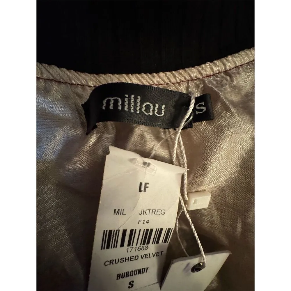 Romeo & Juliet Couture Women's S Burgundy Velvet Bomber Jacket - Image 7