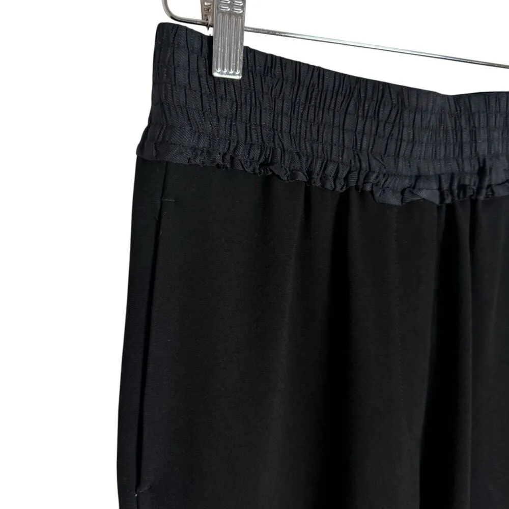 Sandro Paris Black Navy Smocked Waist Straight Leg Pull-On Dress Pants Size S - Image 5