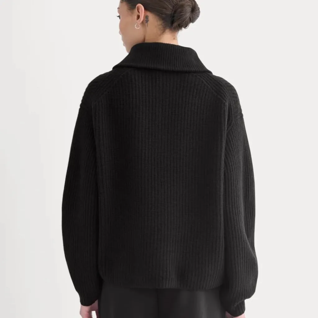 Everlane The Half-Zip Sweater in Luxe Merino in Black, Size X-Small - Image 4