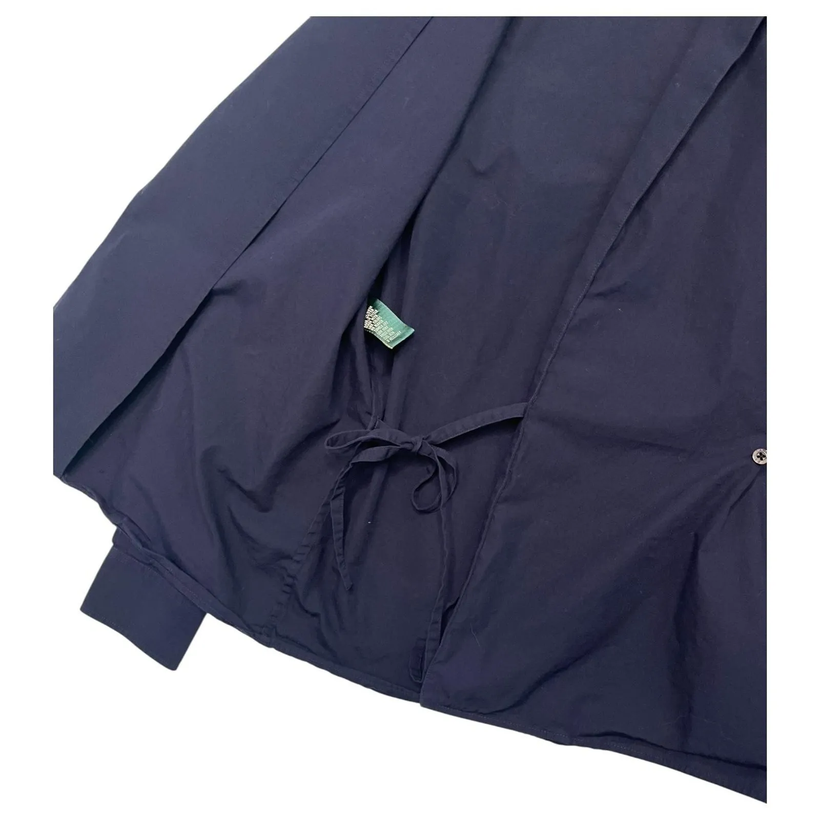 VTG Lauren Ralph Lauren Top Womens Medium Black Cotton Wrap 90s Retro Y2K - Image 5