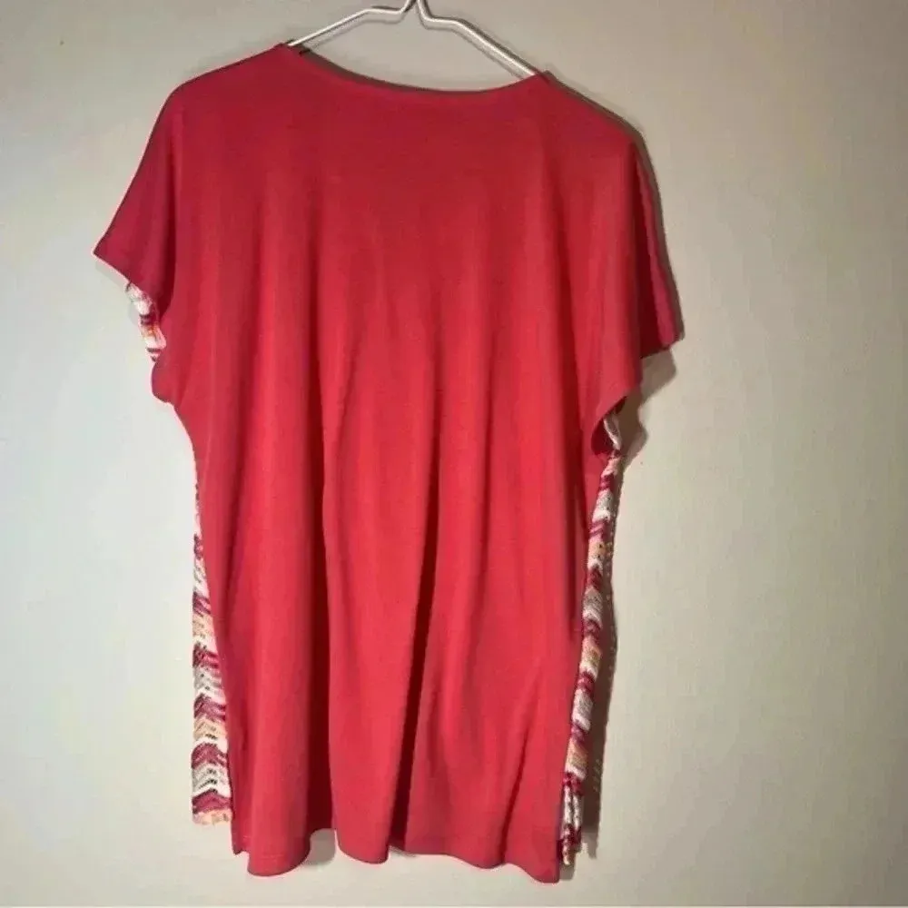 Alfred Dunner tops women's harvest fall orange chevron short sleeve knit size L - Image 2