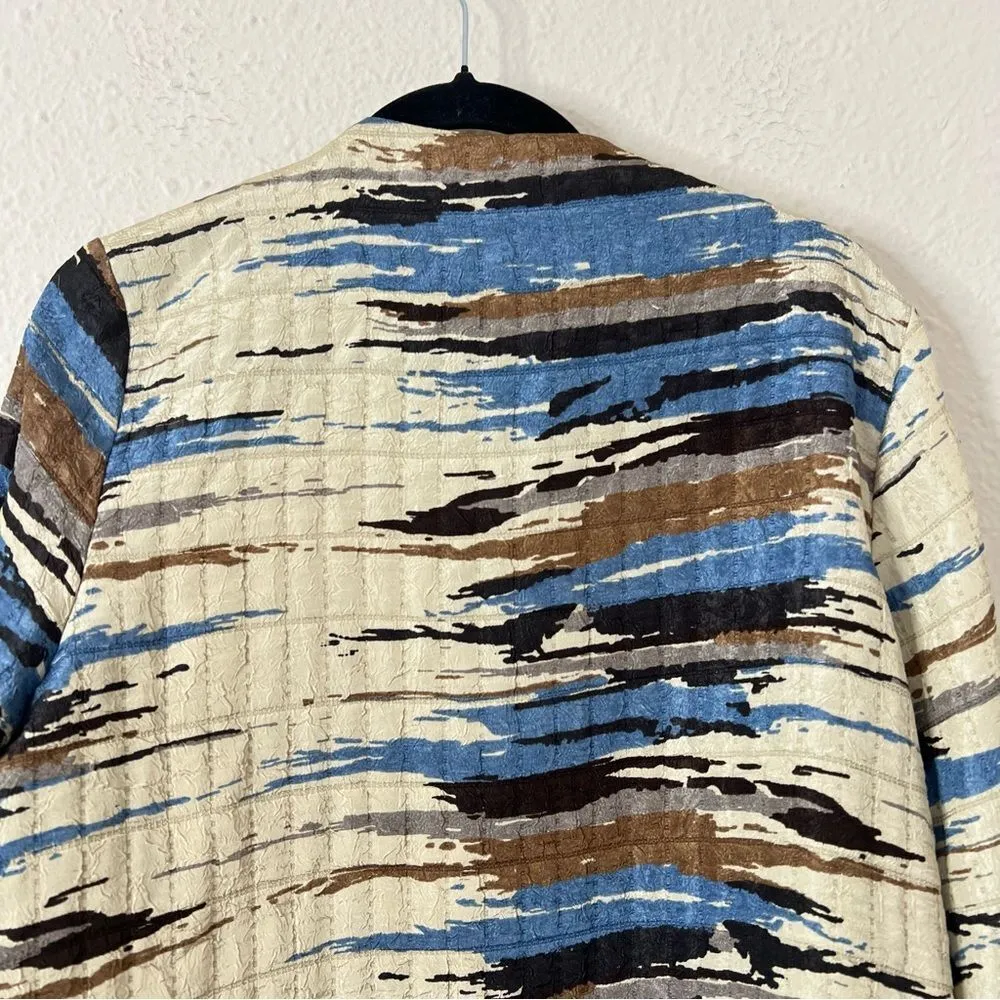 IC By Connie K Multicolor Lightweight Jacket Cocktail Size Large in Cream Blue - Image 6