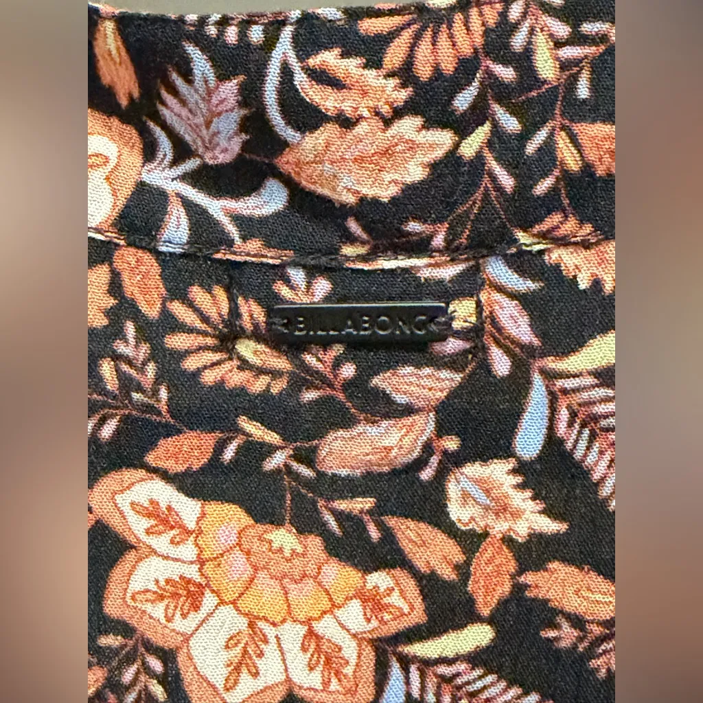 Billabong Sweetest Dream Floral Mini Dress Black Pebble Long Sleeve L - Image 12