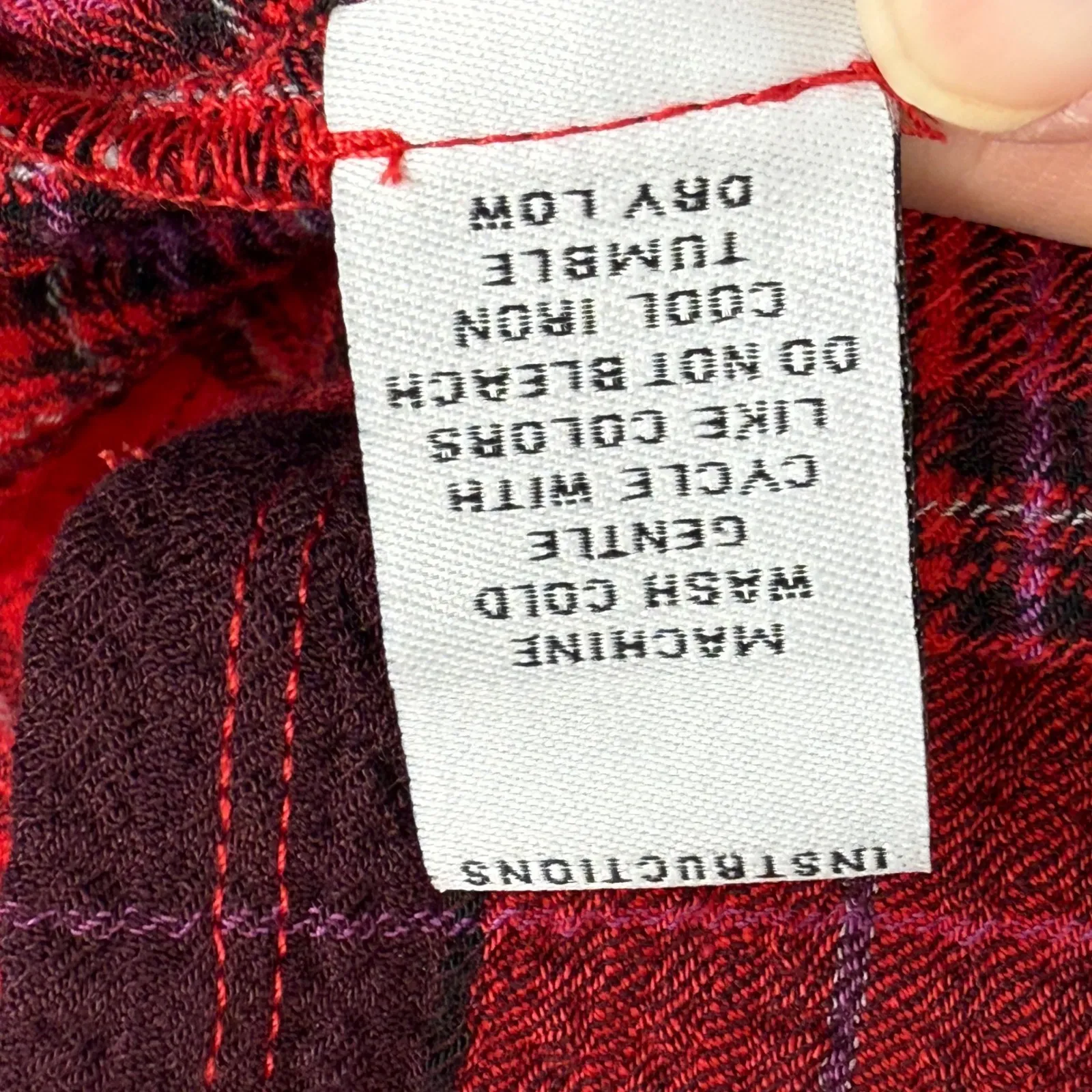 Habitat Button Down Tunic Top Womens Small‎ Apple Plaid Red 3/4 Sleeve Shirt - Image 8