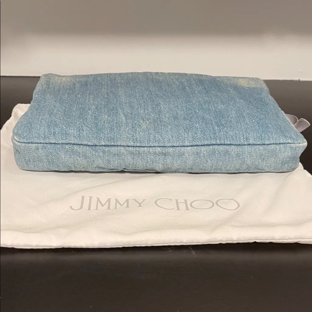 Jimmy Choo ZENA Denim Star-Studded Clutch w COA & Dusty - Image 4