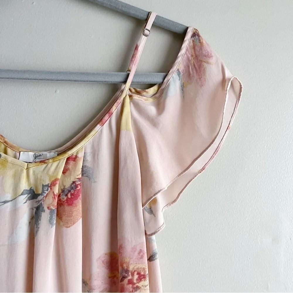 Joie Silk Adorlee Top in Light Apricot Pink/Orange‎ Floral Print, Size XS - Image 6
