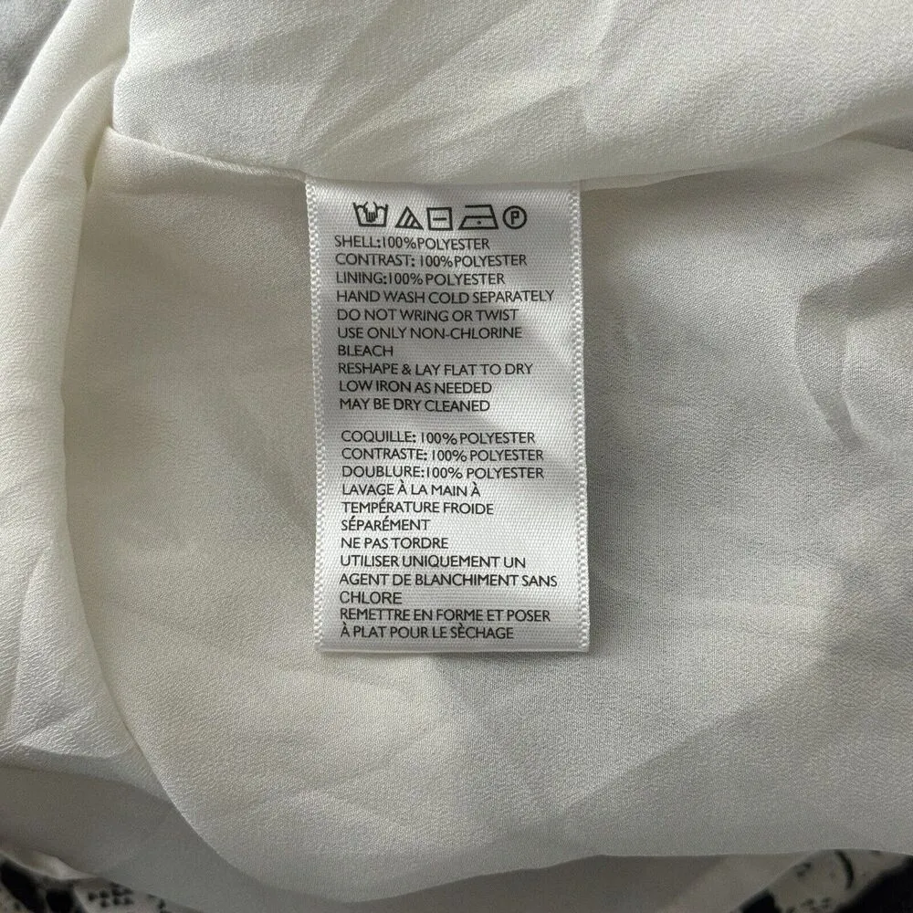 Silence Noise Dress Women Medium Cream Black Scarf Print Shift Mini Casual Party - Image 8