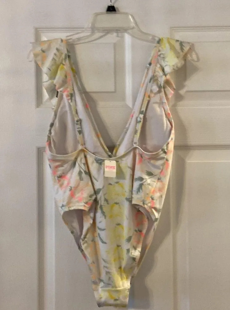 PINK ONE PIECE SWIM SIZE L brand new with tag see all photos adjustable strips - Image 7