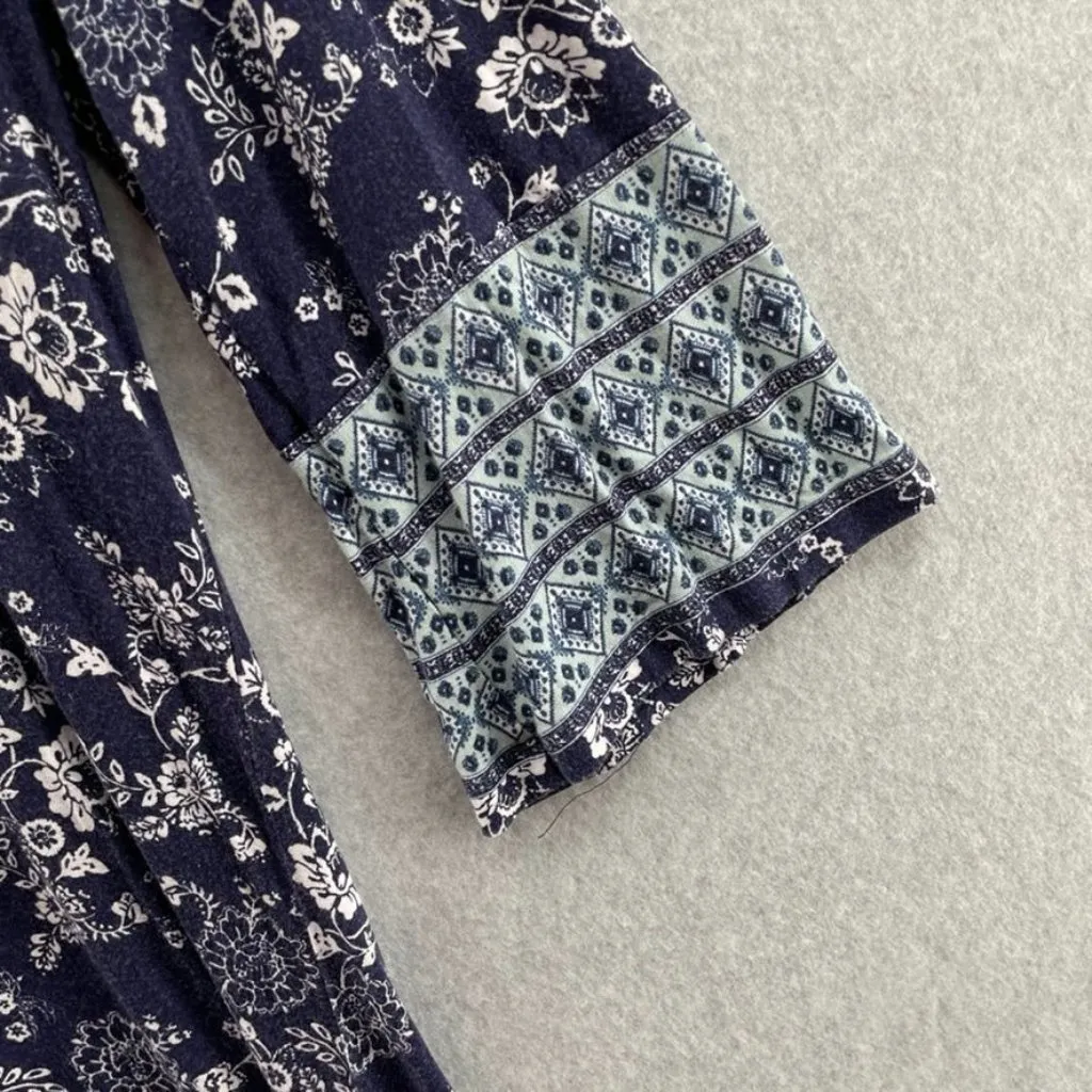 SKIES ARE‎ BLUE Dress Womens Medium Blue Rayon Floral Print Crochet Cut-out - Image 3