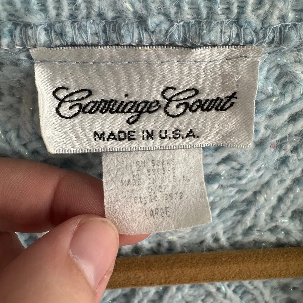 Carriage Court light blue button up cardigan size large - Image 3