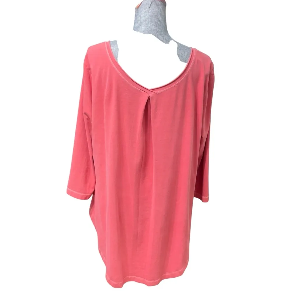 Soft Surroundings Pink Embroidered
Floral Tunic Top Size XL Made in India - Image 3