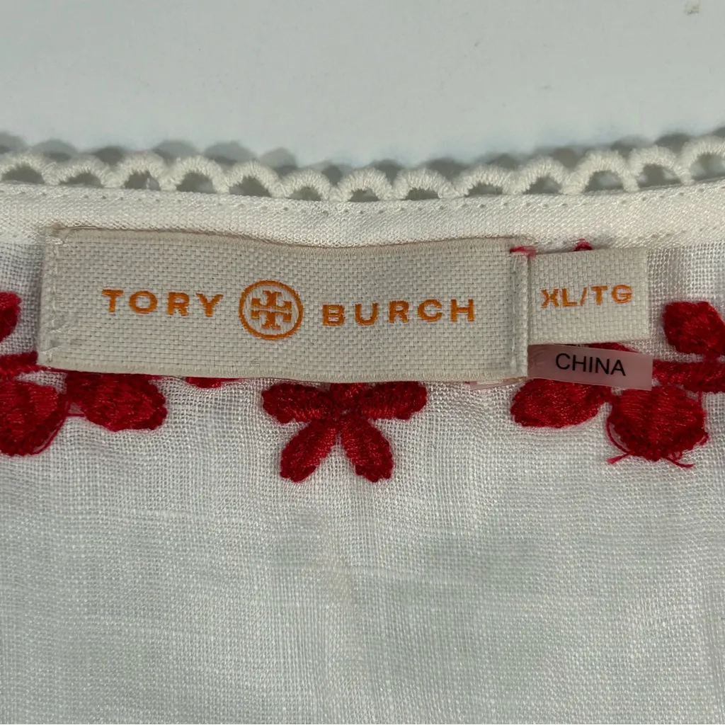 Tory Burch Issy Linen Embroidered Tunic Coverup Size XL - Image 8