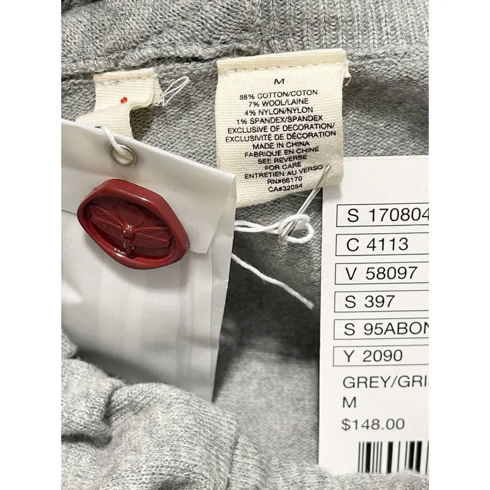 Anthropologie Moth Winter Lei Long Ruffle‎ Button Up Wool Cardigan Gray Medium Gray - Image 2