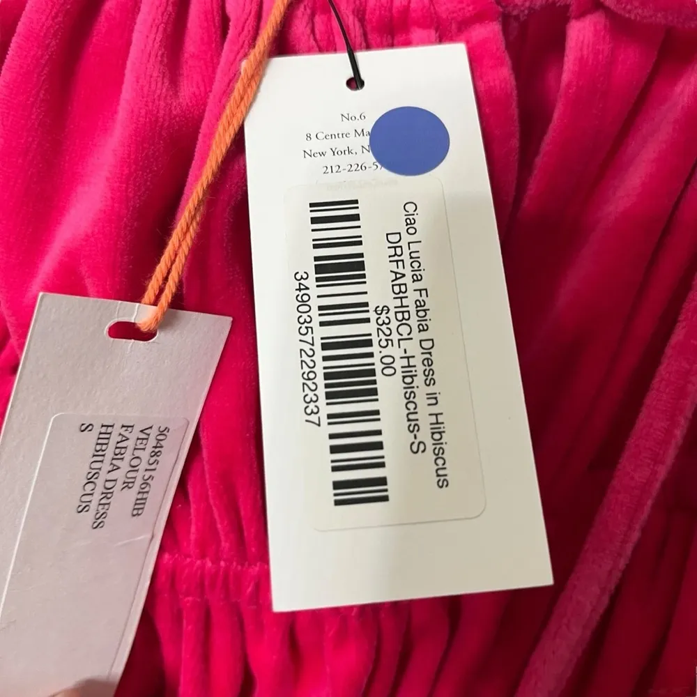 Ciao Lucia NWT Fabia Velour Dress Women’s Size Small Hibiscus Pink Midi - Image 12