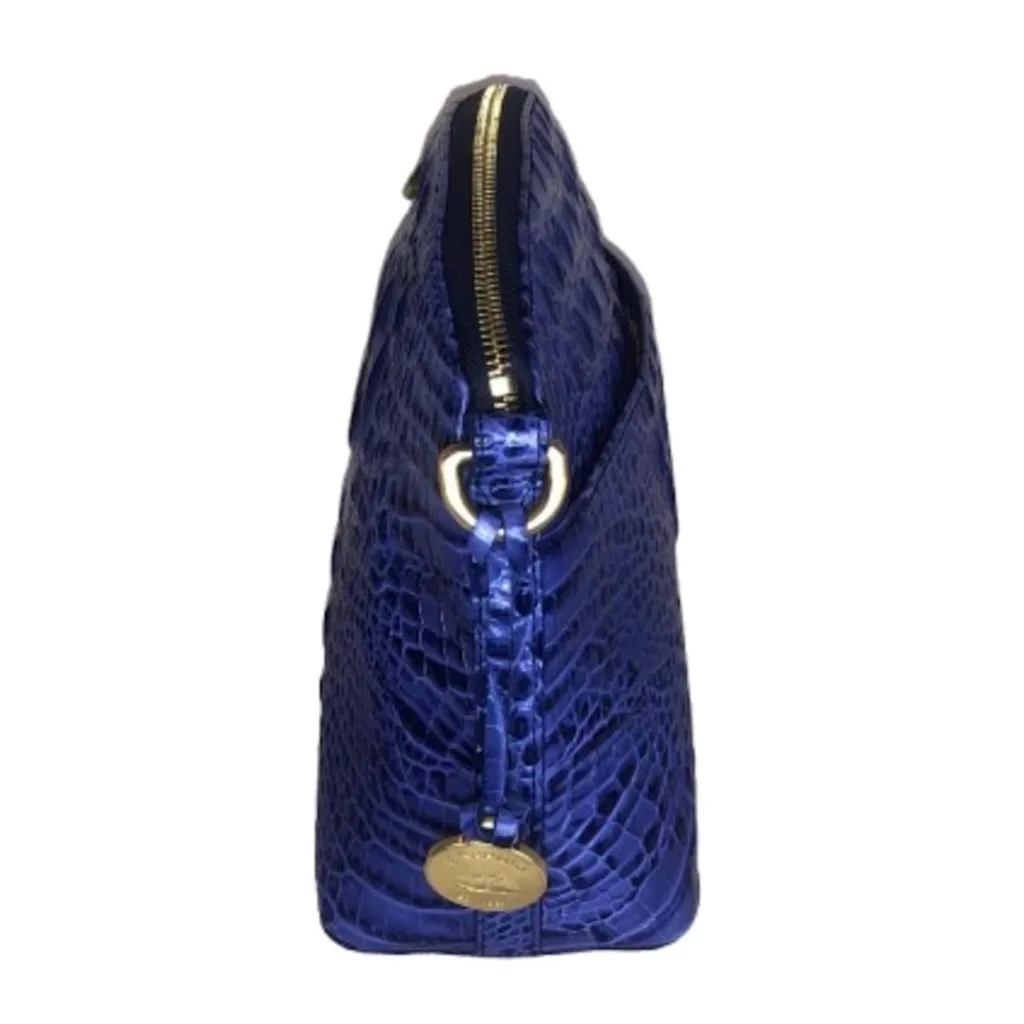 BRAHMIN Electric Blue Crocodile Embossed Leather Duxbury Dome Crossbody Bag NWOT - Image 13