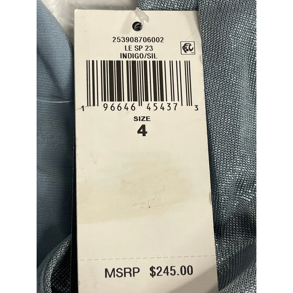 Lauren Ralph Lauren women’s Cocktail Foil print Midi dress 4 halter metallic NWT Blue - Image 11