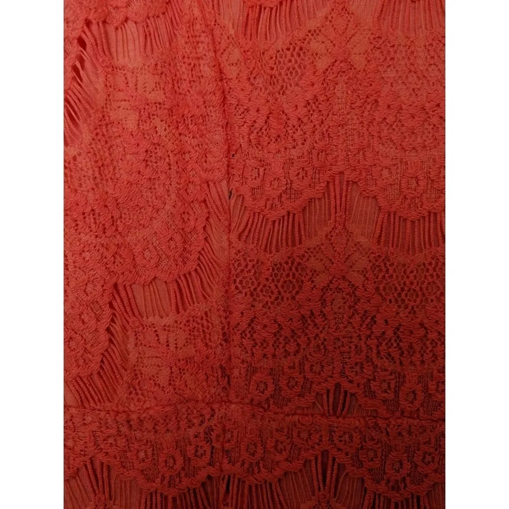 Free People Daydream Slip/Minidress Coral Bodycon Jewel Neck Cap Sleeves S - Image 3