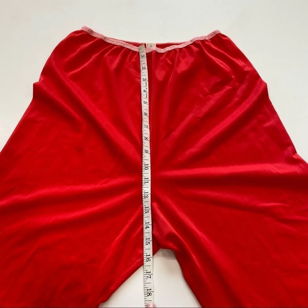 Vintage 70s Lorraine Candy Apple Red Lingerie Pajama Medium Top Pants PJs Nylon - Image 7