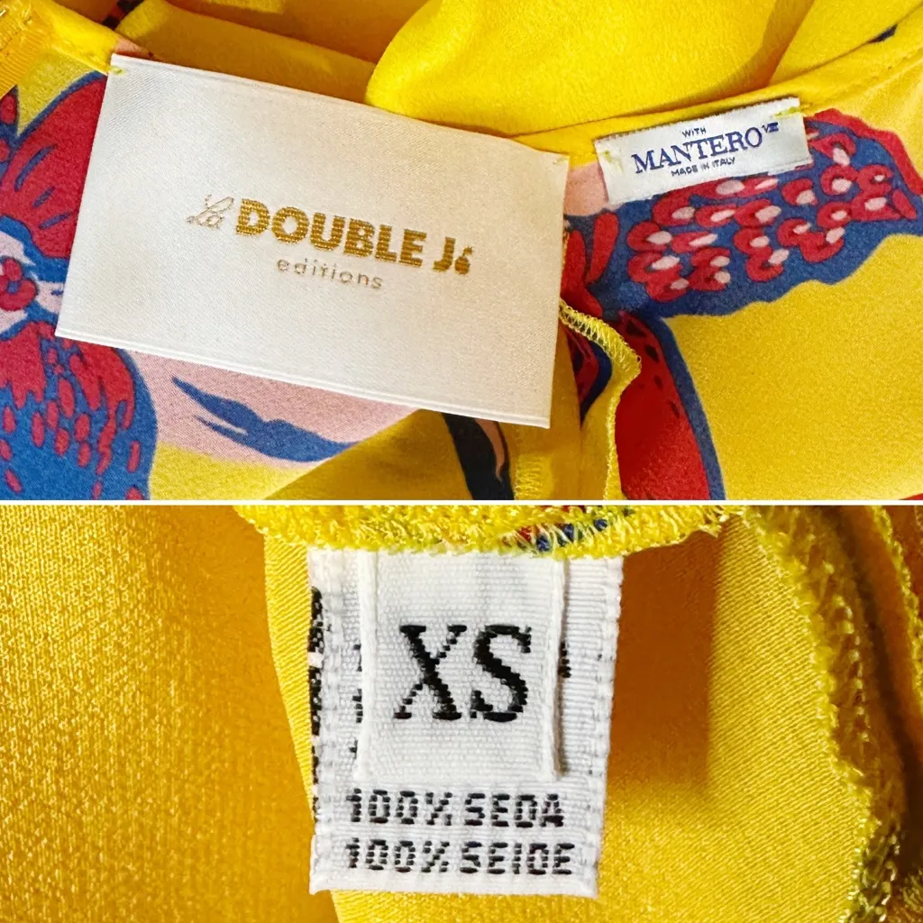 La DoubleJ Summer Visconti Silk Maxi Dress Yellow Floral Print Size XS NWOT - Image 7
