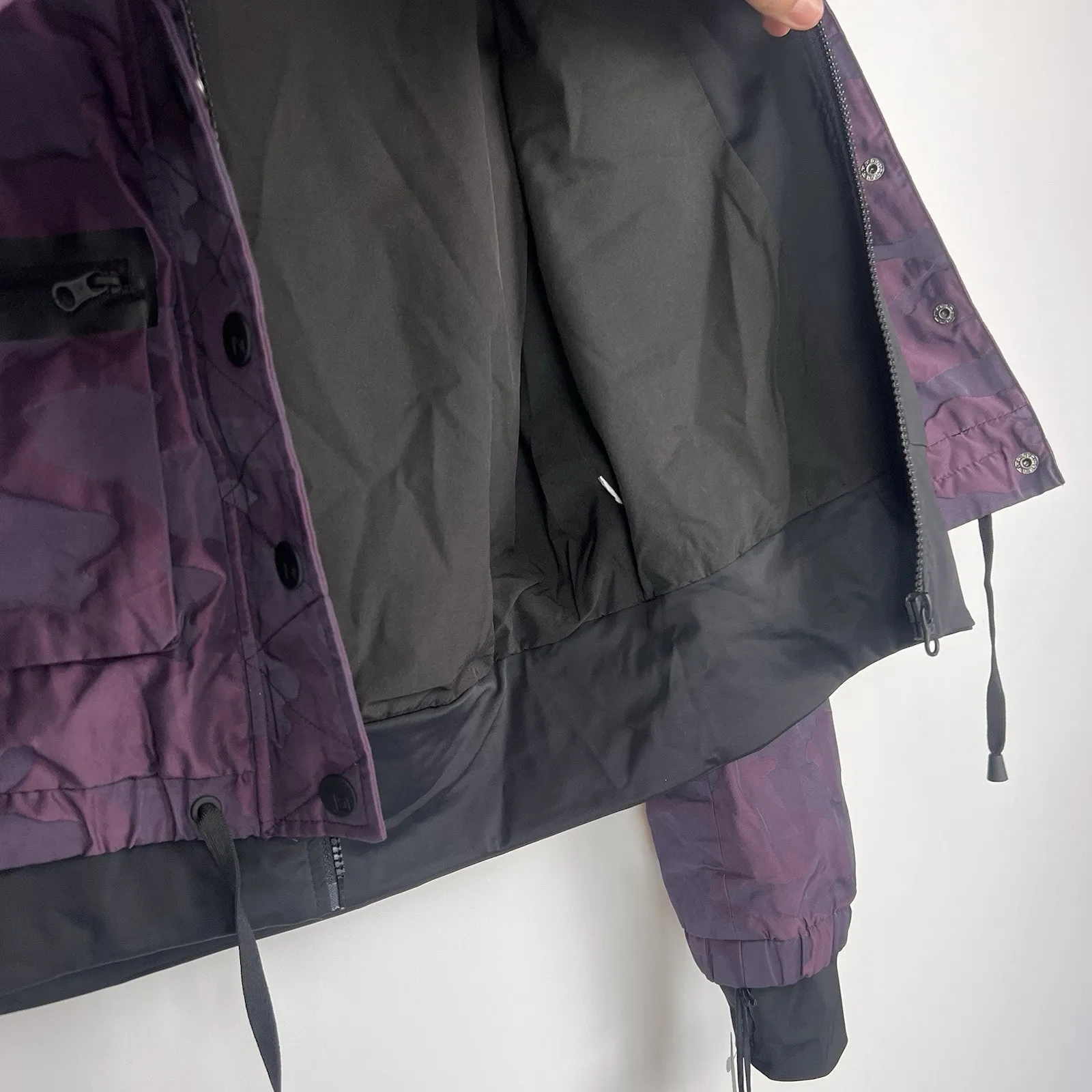 Blanc Noir Purple Camo Hooded S Women's Bomber Jacket Zip Up - Image 8