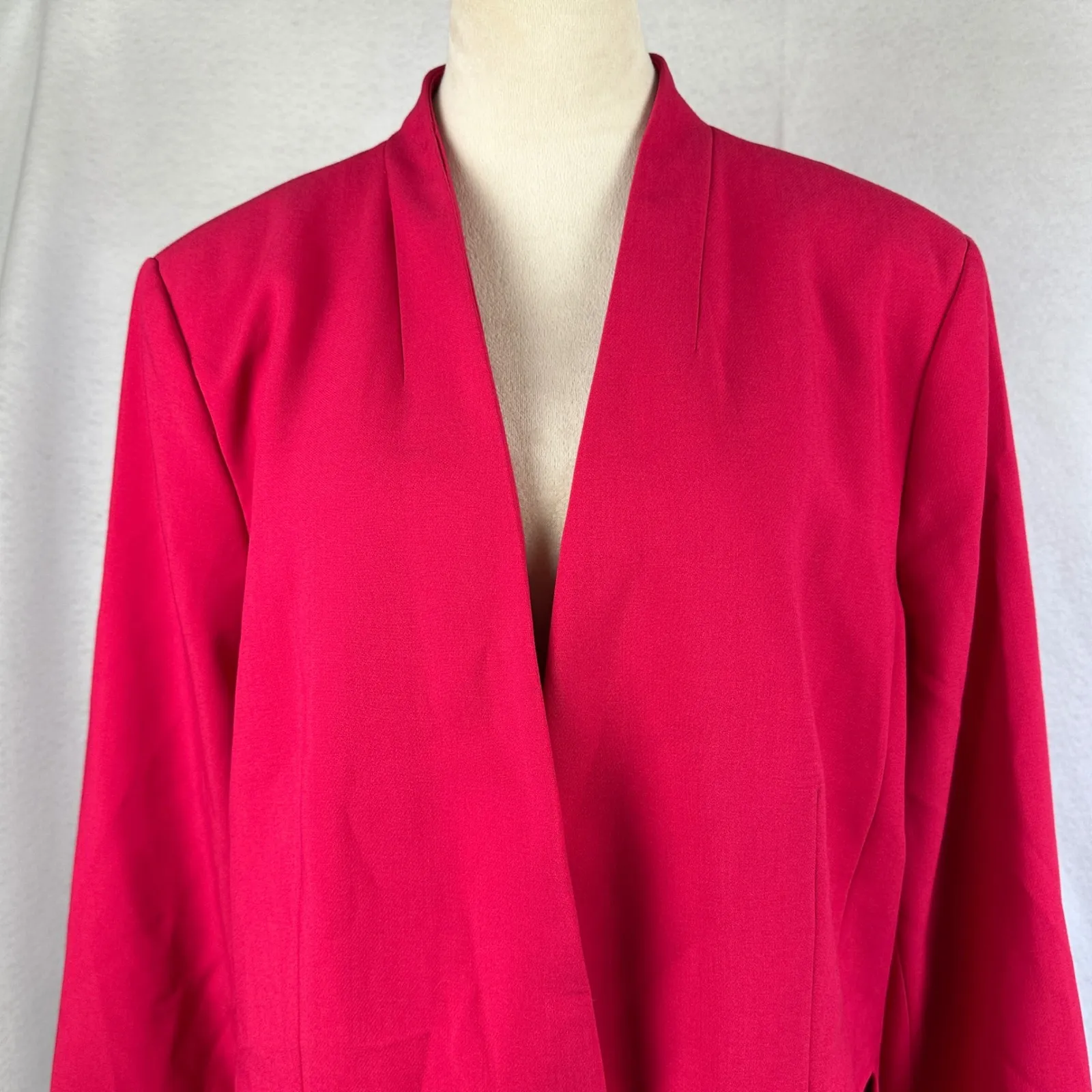 Ann‎ Taylor Factory Hot Pink Blazer Women's Size 18 Shawl Collar One Button - Image 2