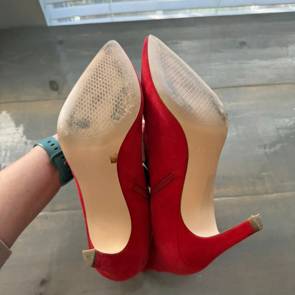 Leith Red Macee Suede Ankle Booties Sz 9.5 - Image 11