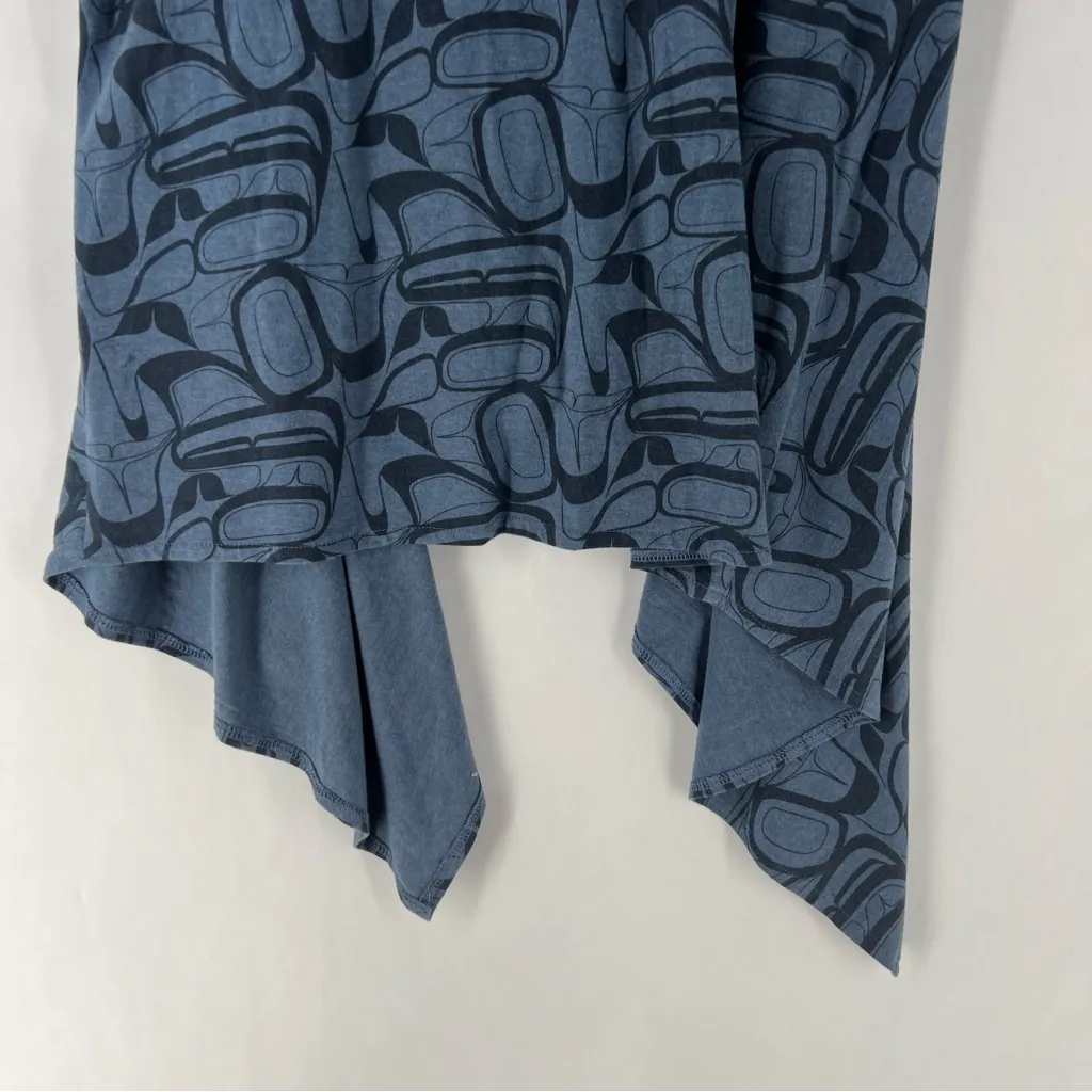 Wild‎ Coast Blue Stretch Knit Open Front Sleeveless Draped Cardigan Shark Bite Size L - Image 8