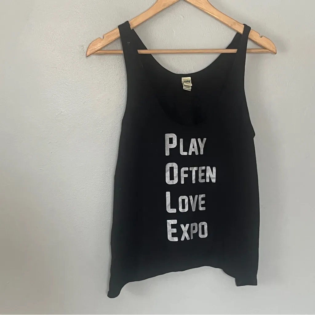 Pole Fitness Pole Dance Black Sleeveless Top Size L - Image 3