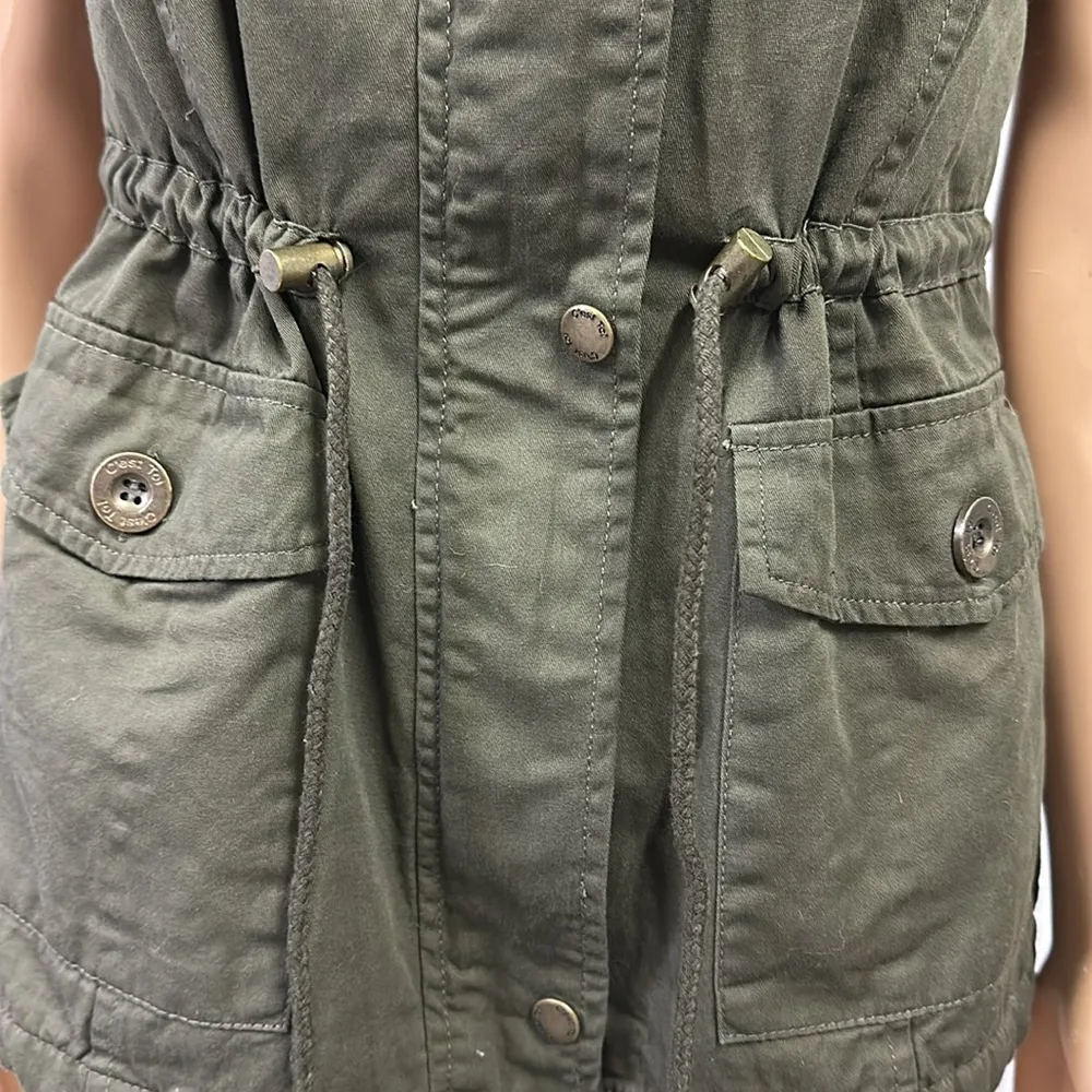 C’esttoi Vest Olive Green with Warm Faux Fur Lining Hiking Outdoors Womens Small - Image 4